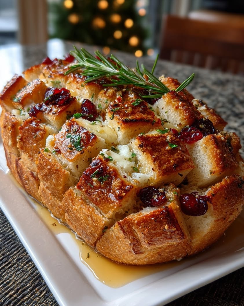 cranberry brie sourdough pull apart bread