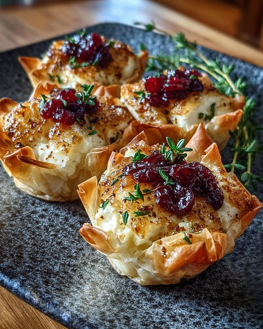 cranberry brie thyme phyllo cups