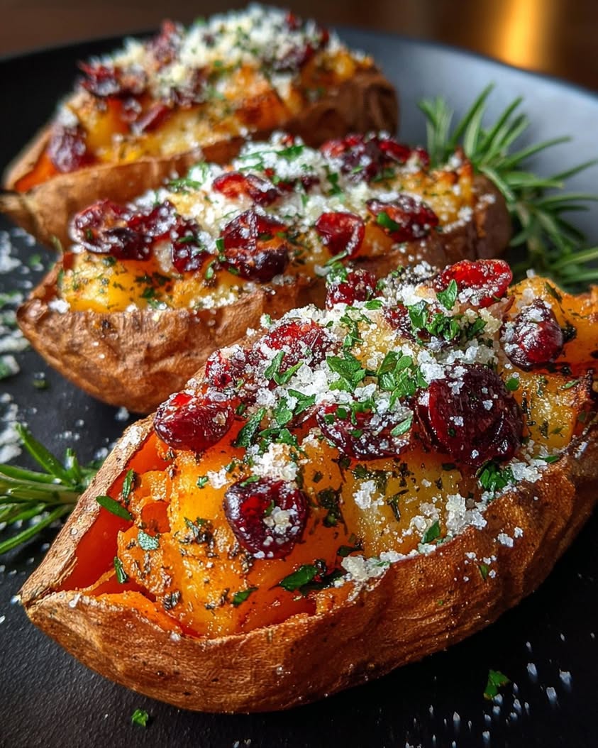 cranberry orange stuffed sweet potatoes