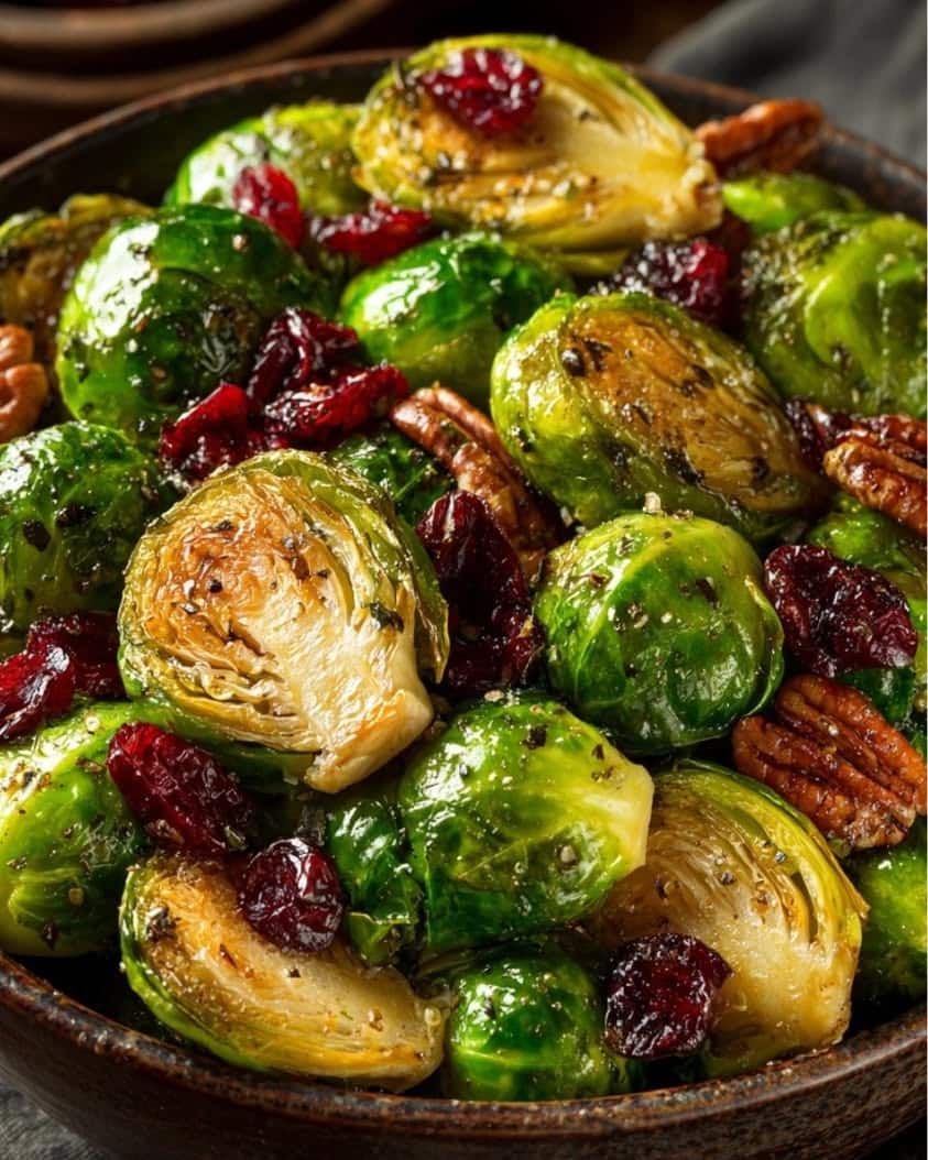 cranberry pecan brussels sprouts