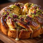cranberry pistachio babka wreath