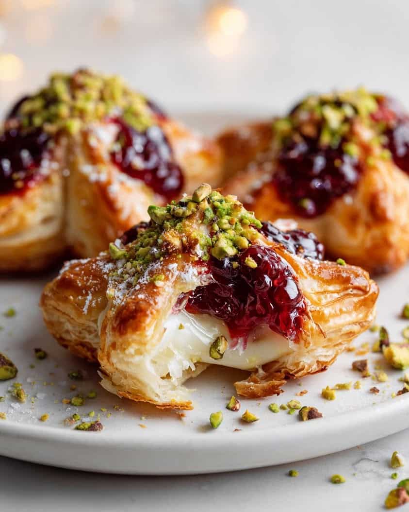 cranberry pistachio brie puff stars