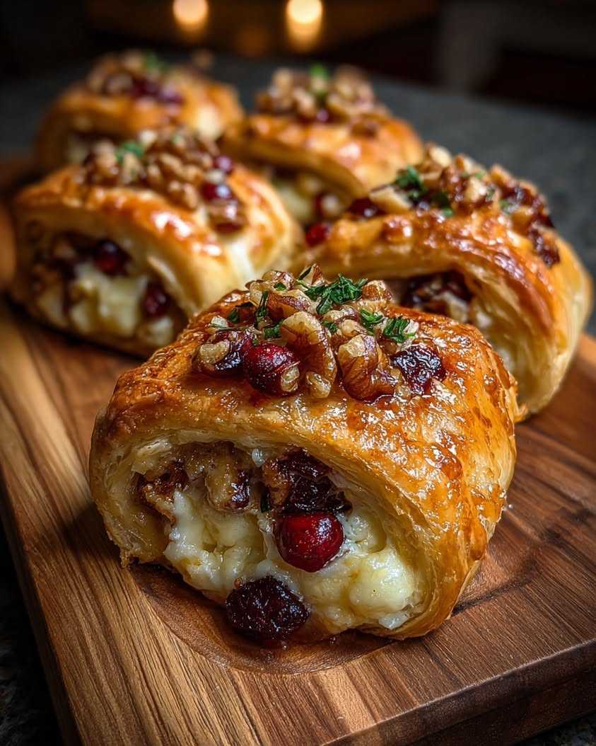 cranberry walnut baked brie rolls 1