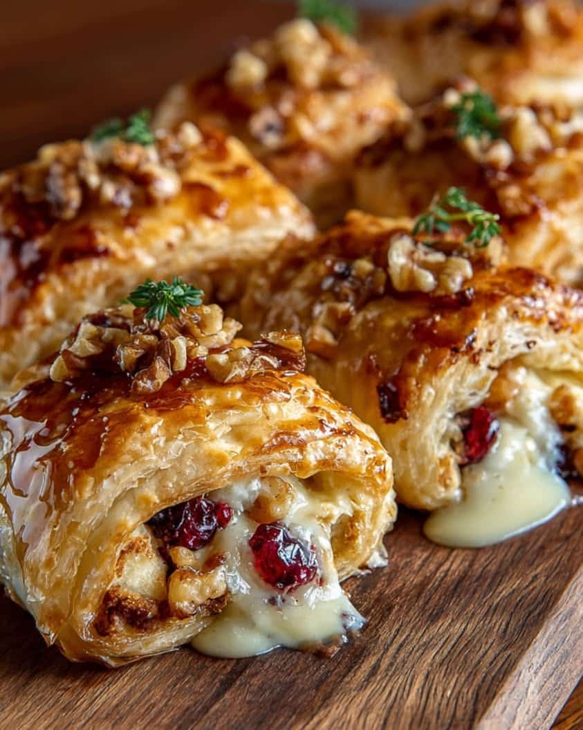 cranberry walnut baked brie rolls