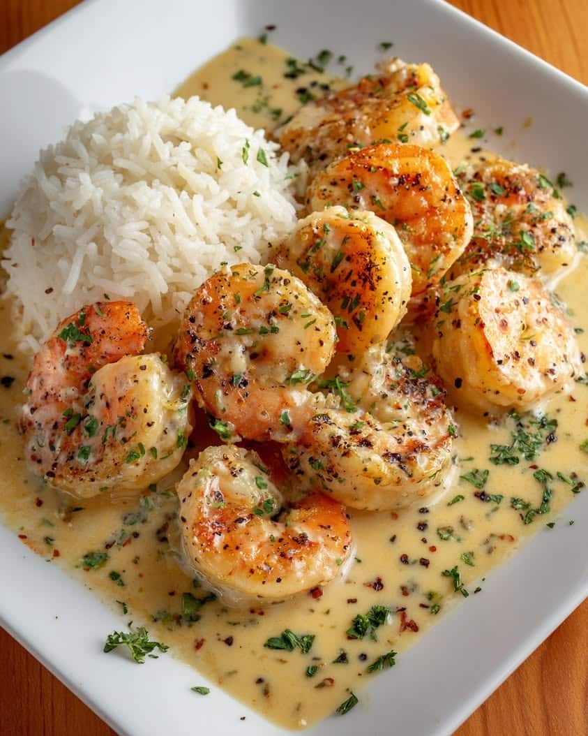 creamy garlic butter shrimp rice