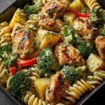creamy pesto chicken pasta bake