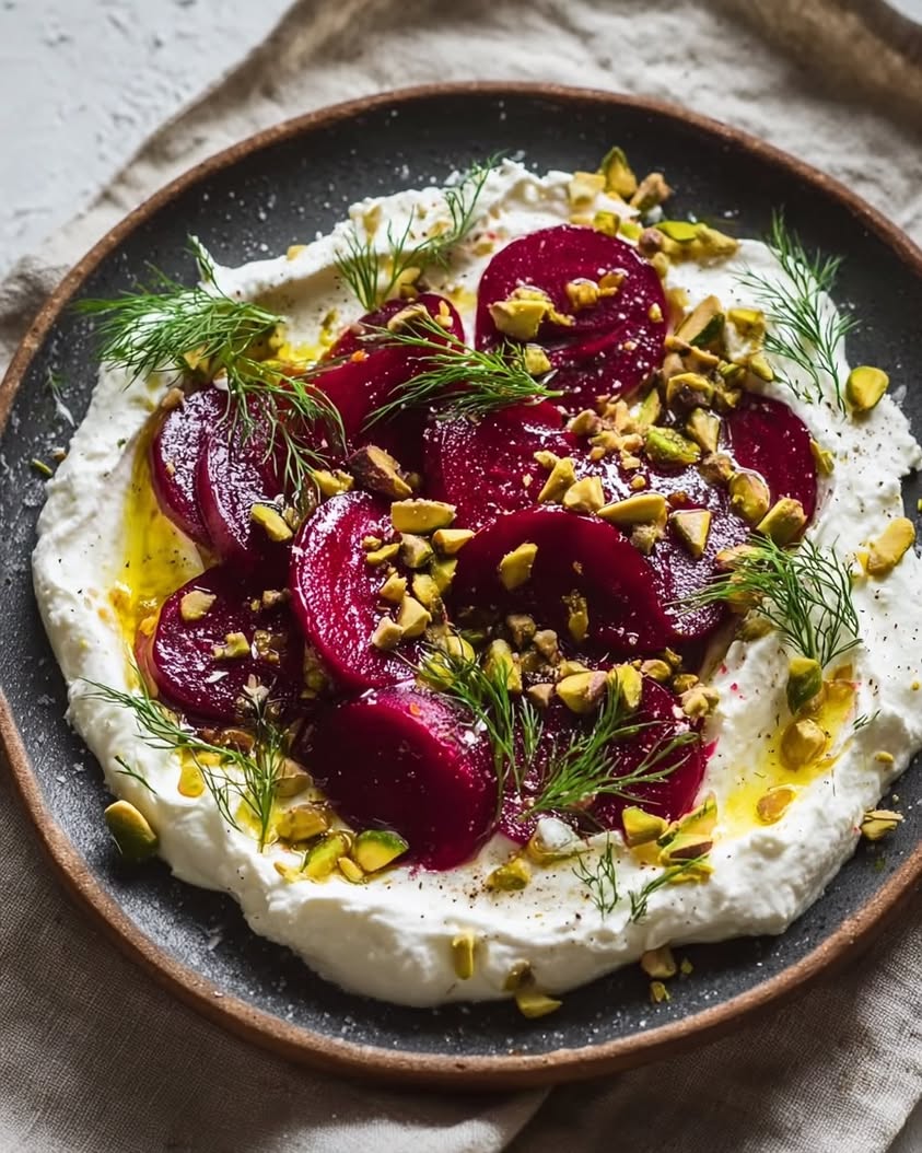 creamy whipped feta marinated beets