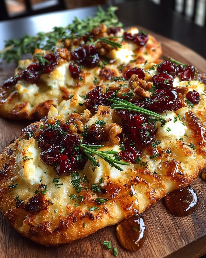 crispy brie cranberry flatbread honey 1