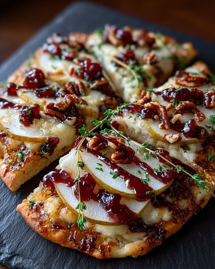 crispy flatbread brie pear pecans
