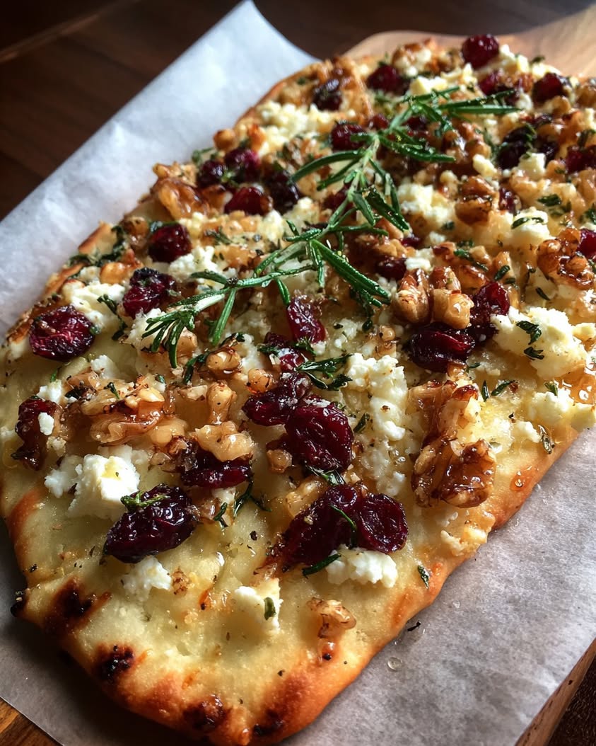crispy flatbread feta cranberries walnuts