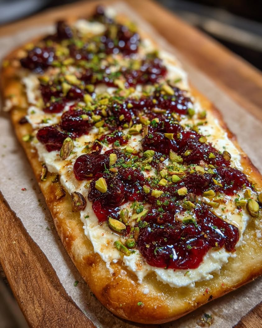 crispy flatbread goat cheese cranberries