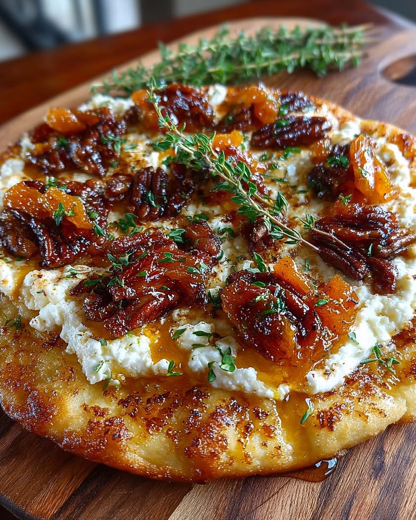 crispy flatbread mascarpone apricots honey