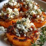 crispy sweet potato slices feta pecans