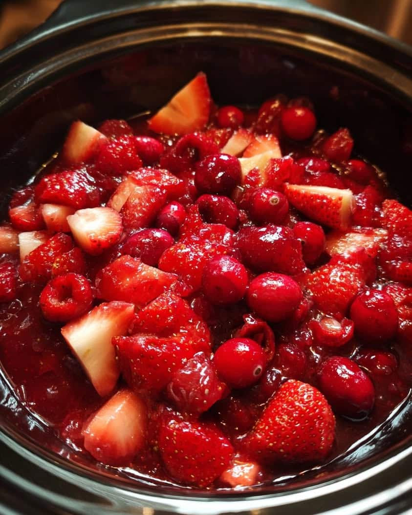 crockpot christmas jam cranberries strawberries