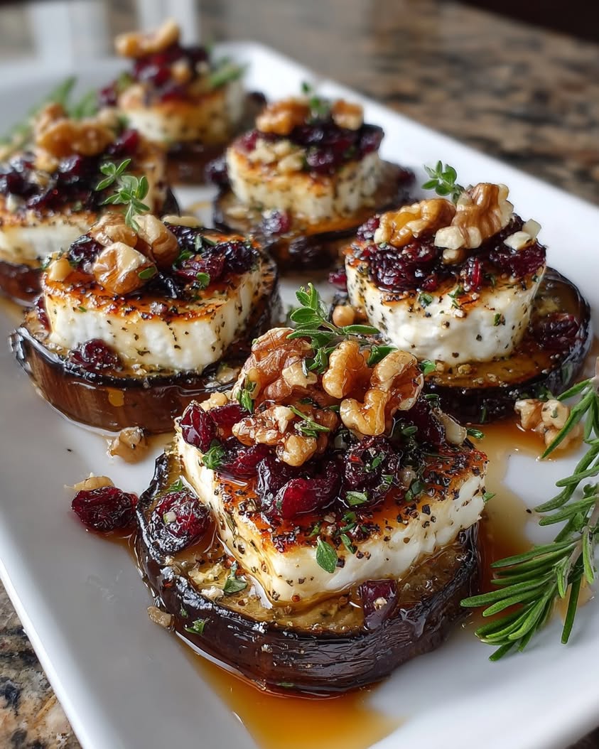 eggplant brie cranberry walnut honey