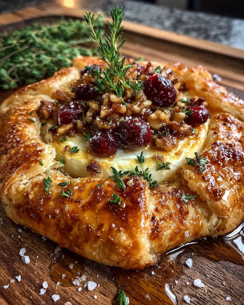 galette brie cranberries walnuts honey