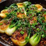 garlic soy glazed pan seared bok choy