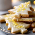 glazed lemon shortbread tree cookies