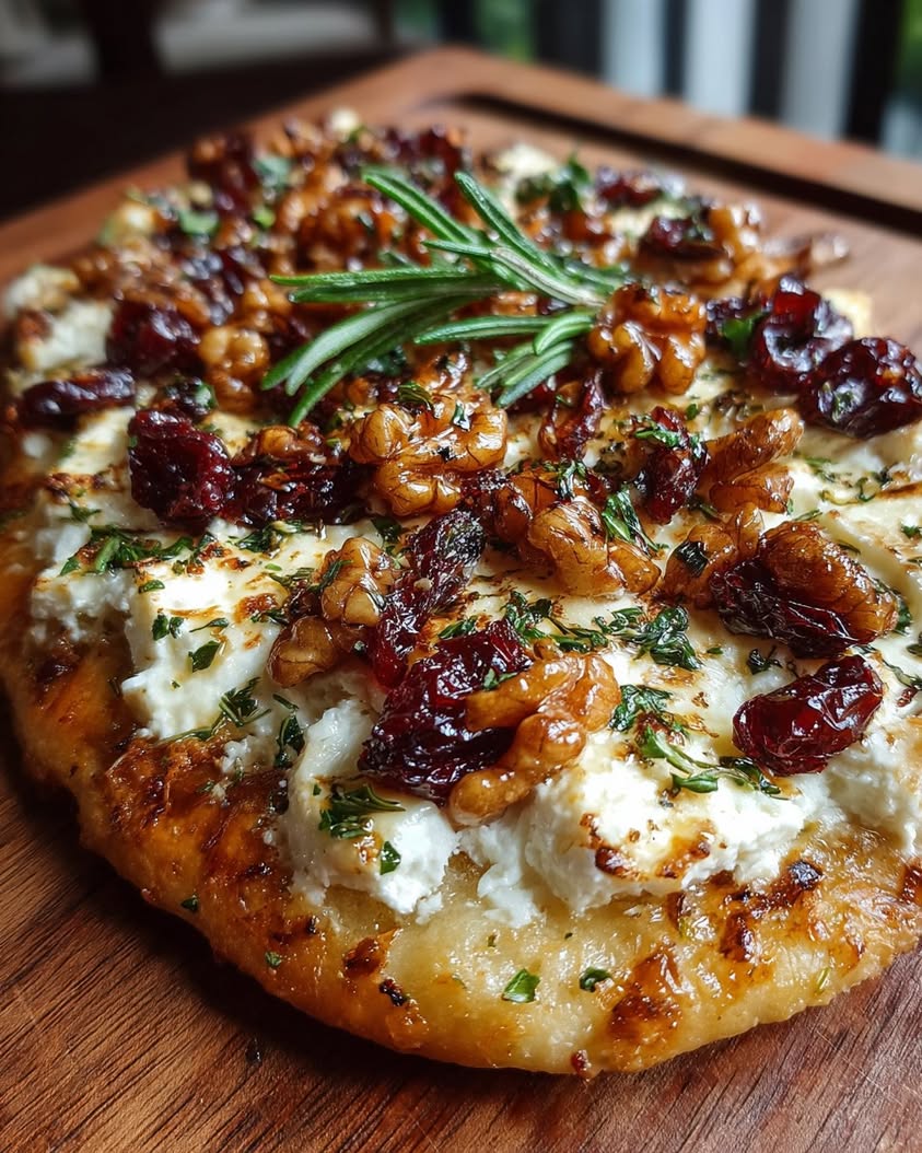 golden baked flatbread goat cheese