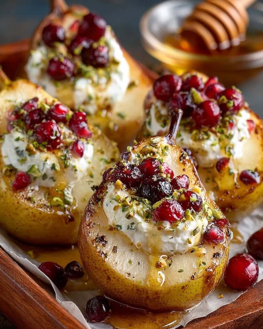 golden christmas pears whipped feta