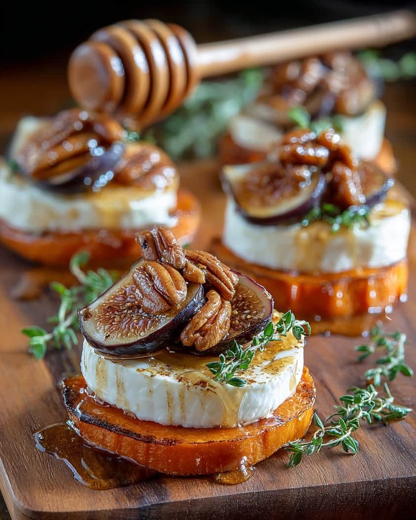 golden sweet potato rounds brie fig