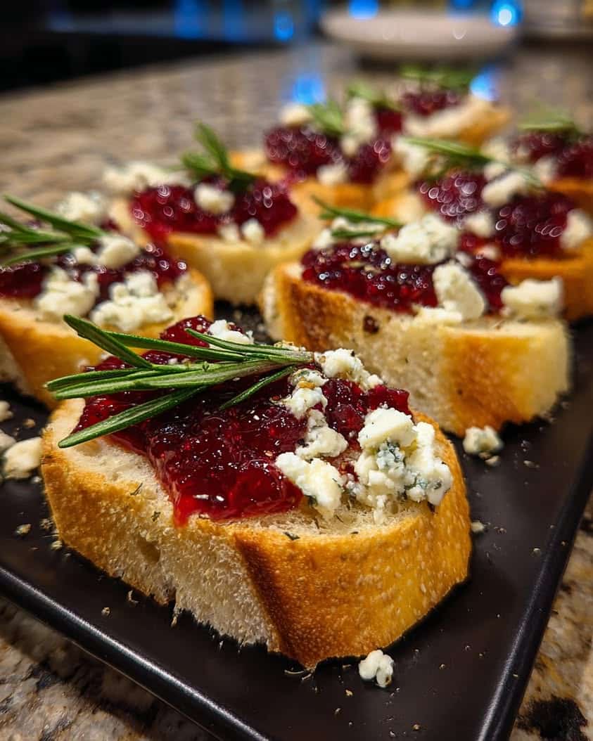 gourmet crostini blue cheese raspberry