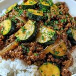greek beef zucchini rice bowl