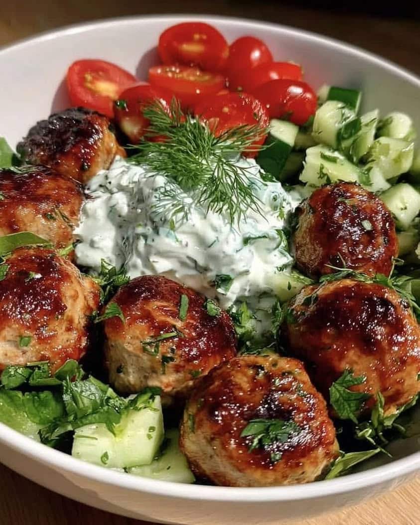 greek chicken meatballs tzatziki 1
