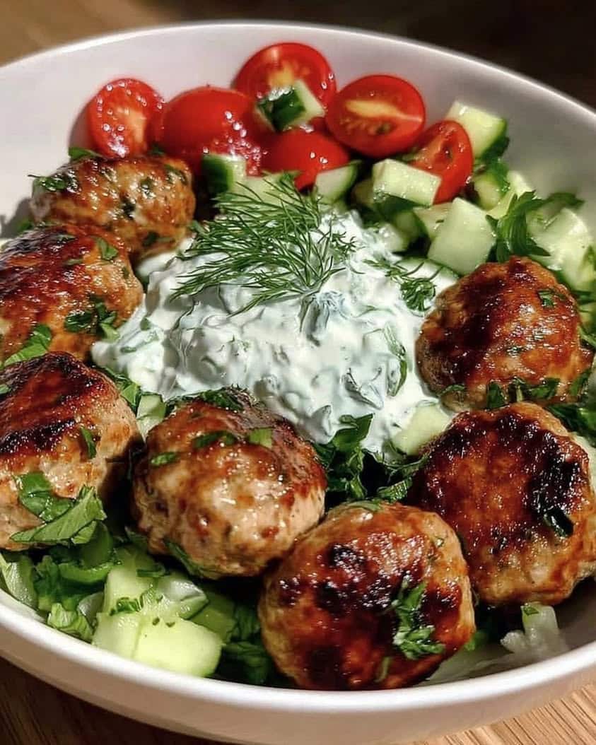 greek chicken meatballs tzatziki