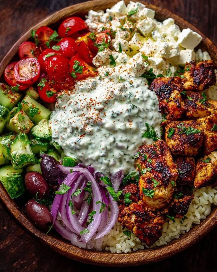 greek chicken souvlaki bowls
