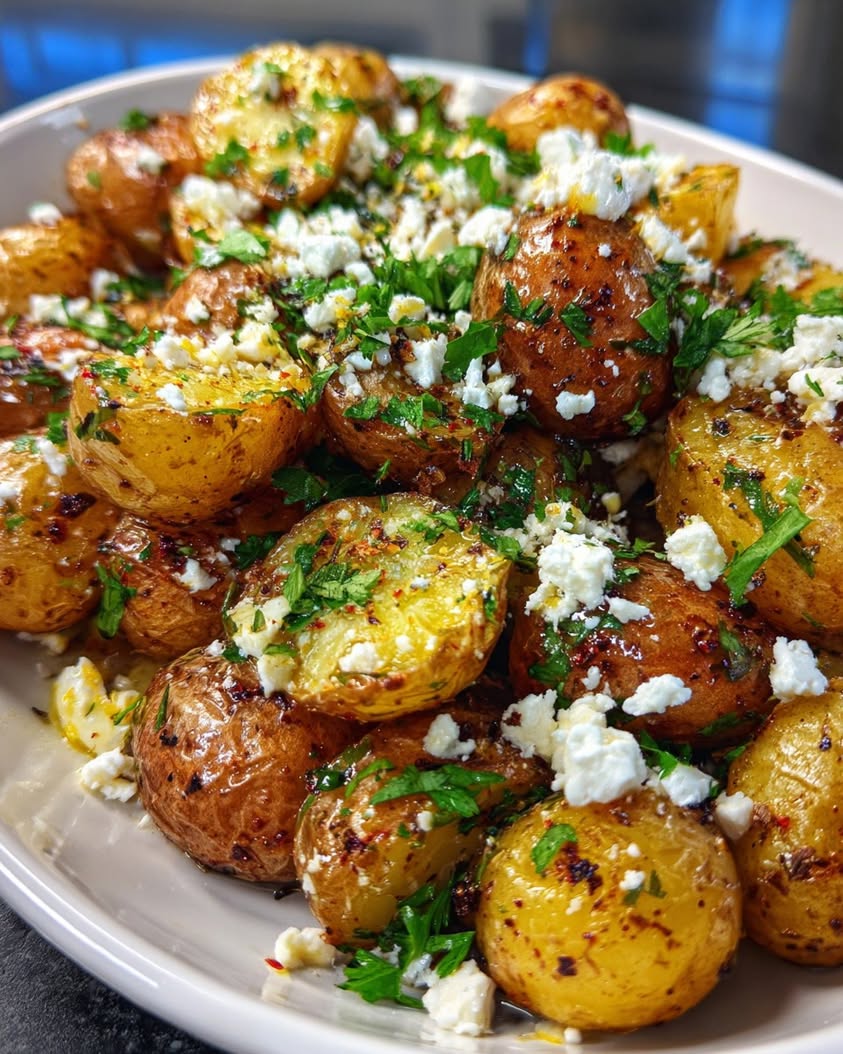 greek roast potatoes lemon feta