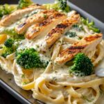 grilled chicken alfredo fettuccine broccoli