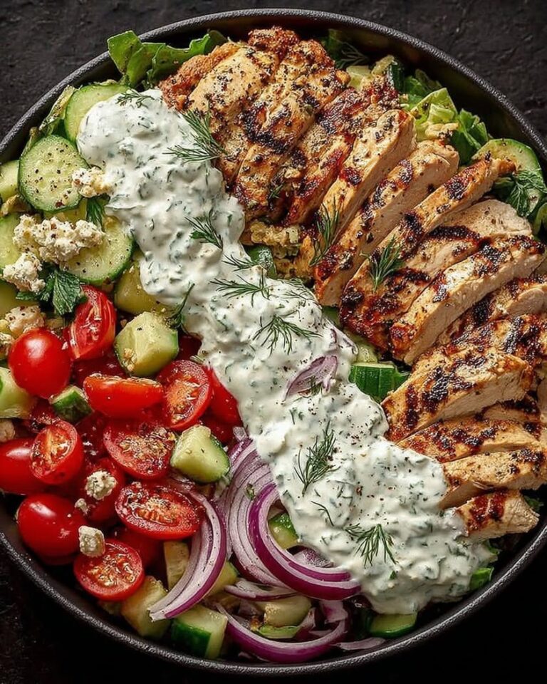 Epic Grilled Chicken Greek Salad Bowl with Tzatziki Magic