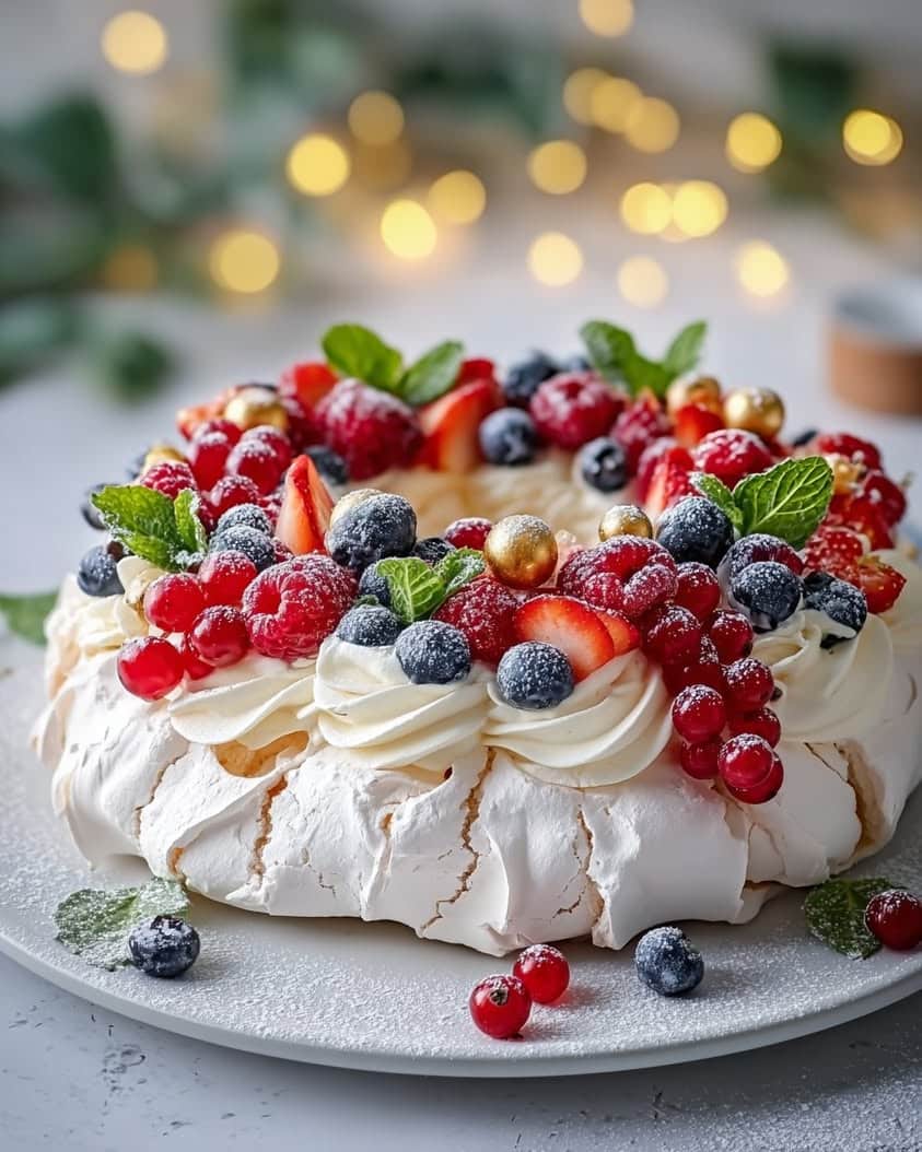 holiday berry meringue crown