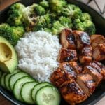 honey garlic chicken rice bowl