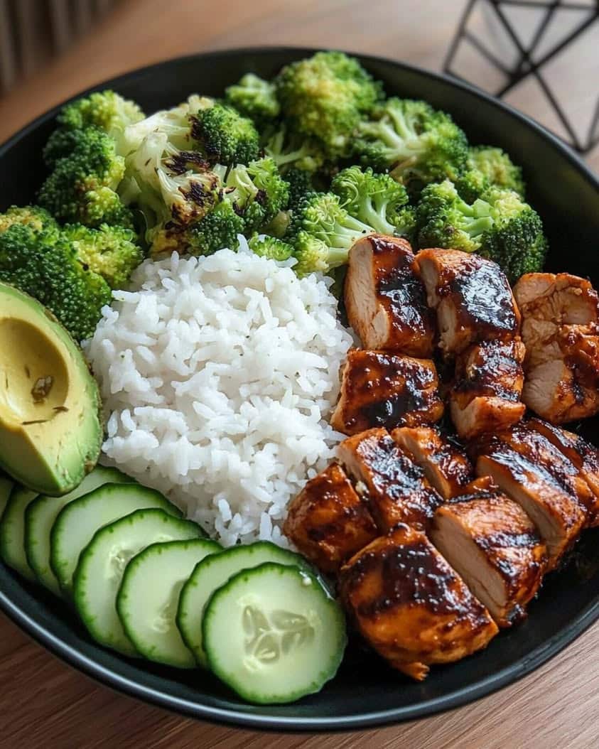 honey garlic chicken rice bowl