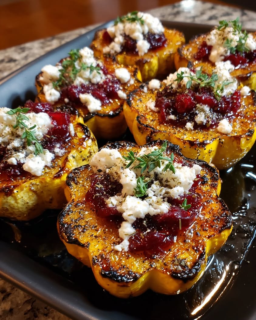 honey glazed acorn squash feta cranberry