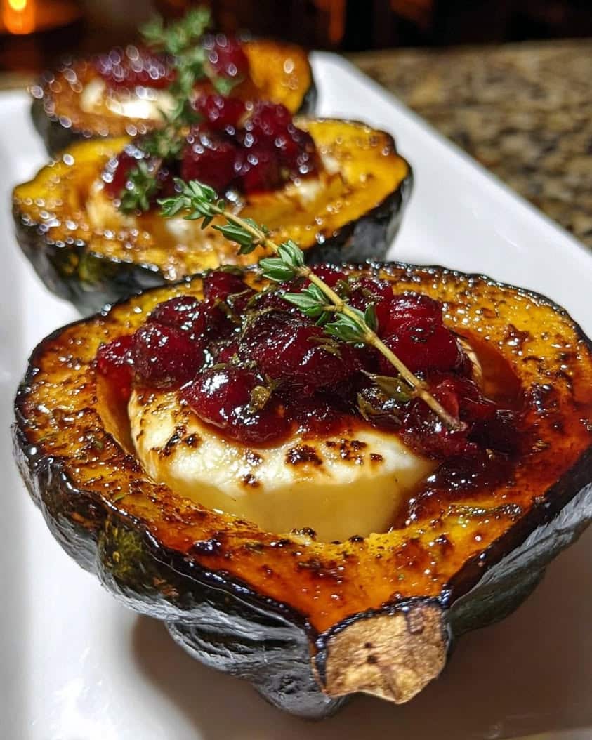 honey glazed acorn squash goat cheese
