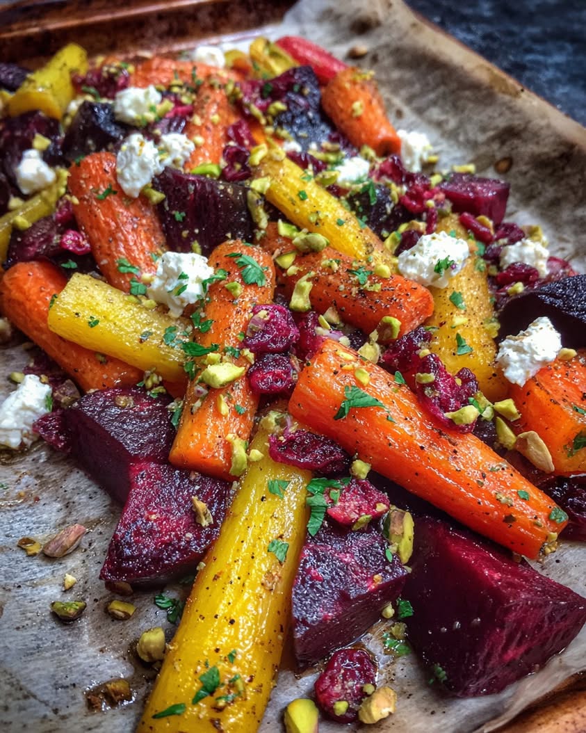honey roasted carrots beets feta