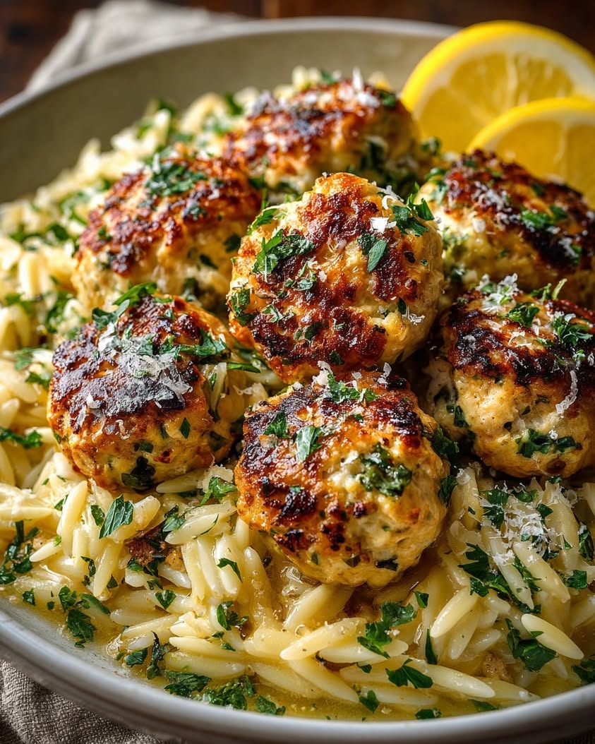 lemon chicken ricotta meatballs orzo