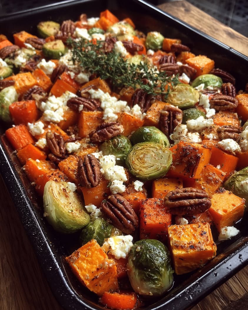 maple cinnamon roasted vegetables goat cheese