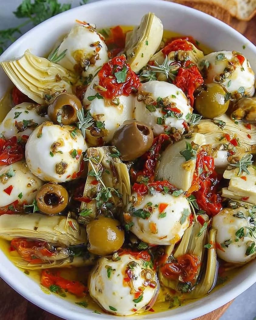 marinated mozzarella artichokes olives