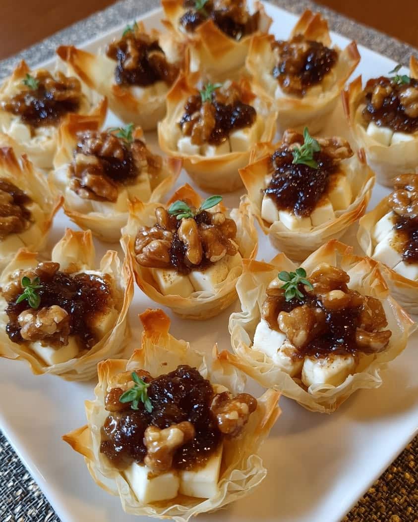 mini brie fig jam phyllo cups