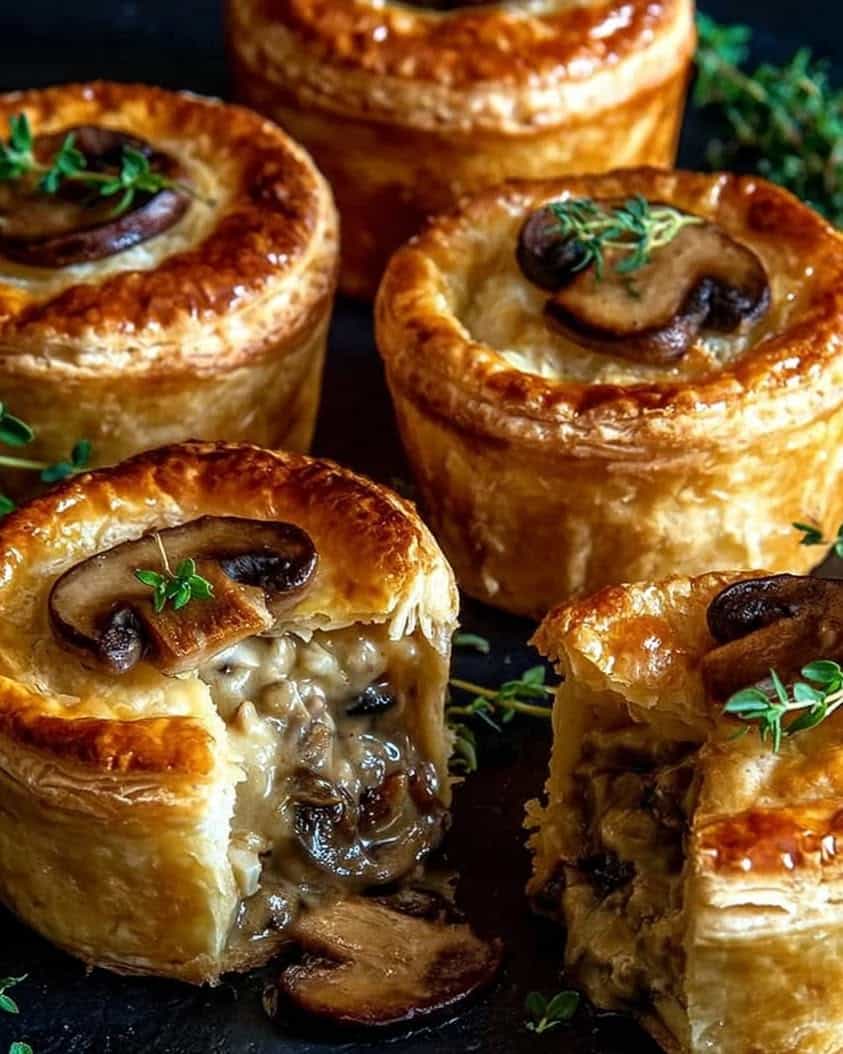 mini mushroom gruyere pot pies