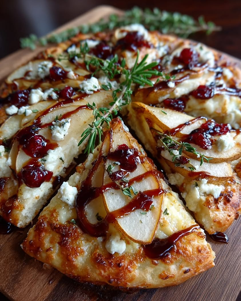 pear apple feta flatbread