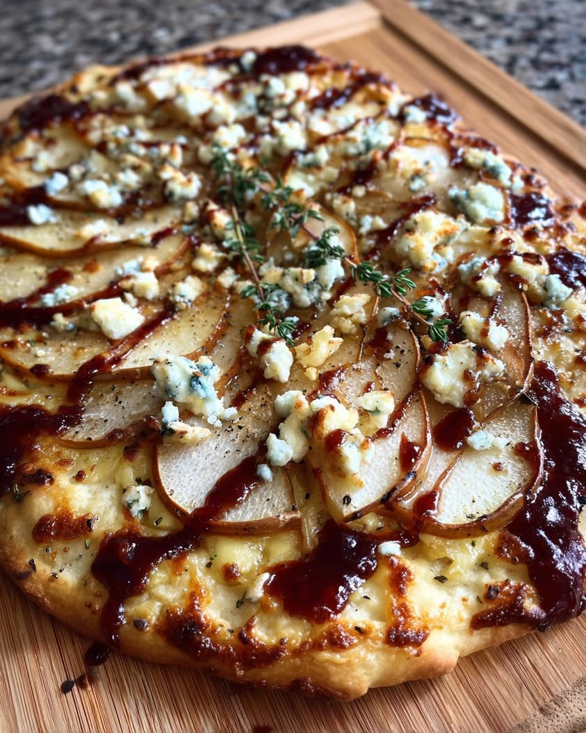 pear apple gorgonzola flatbread