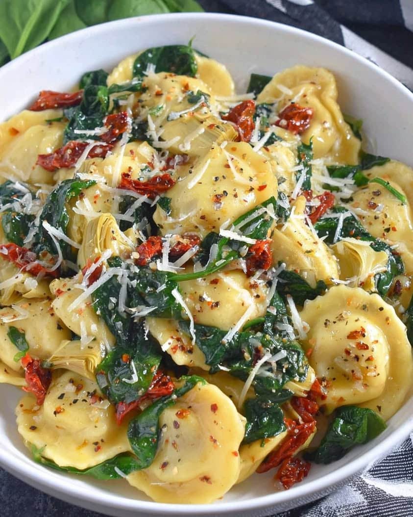 ravioli spinach sun dried tomatoes artichokes 1