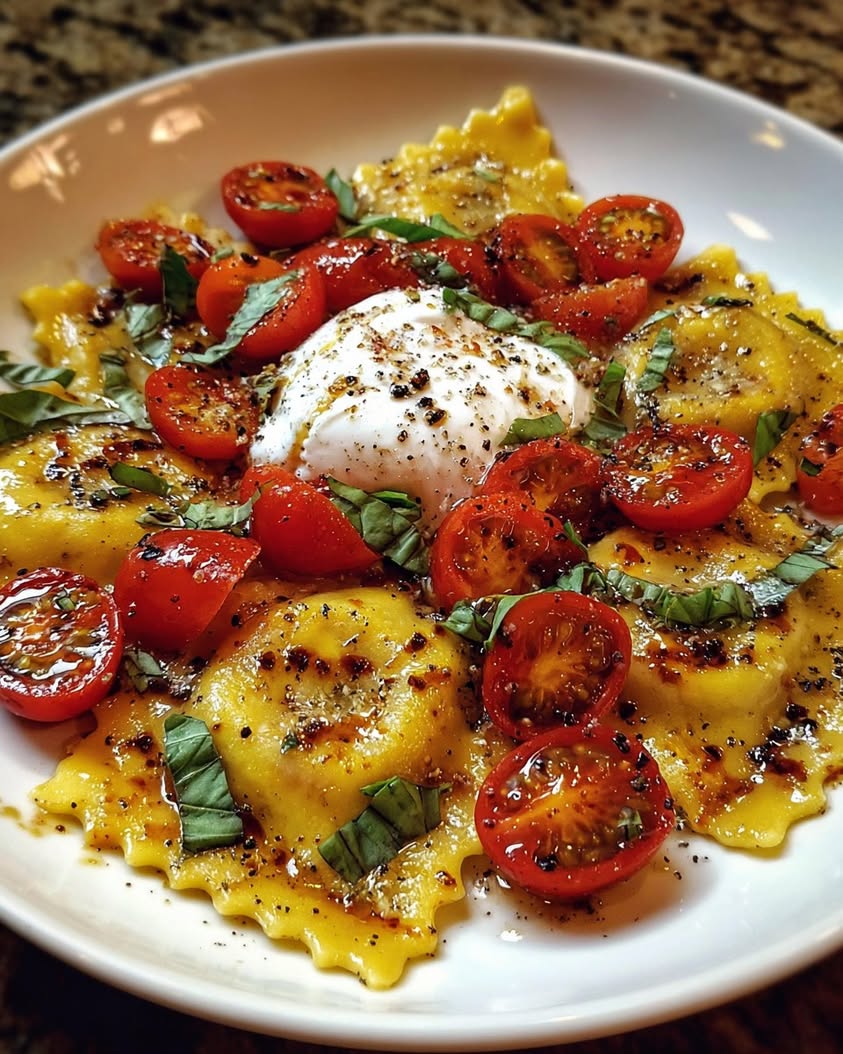 ricotta lemon zest ravioli burrata