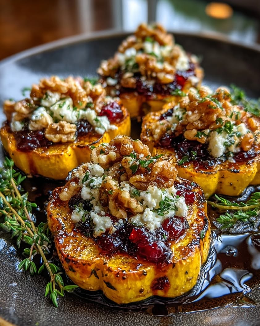 roasted acorn squash rings feta