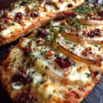 roasted pear cranberry brie flatbread